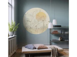 Sanders & Sanders Selbstklebende Runde Tapete Landschaft Sandbeige Ø 125 cm 612354