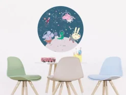 Sanders & Sanders Selbstklebende Runde Tapete Peppa Wutz Dunkelblau Ø 70 cm 601298