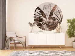 Best Sanders & Sanders Selbstklebende Runde Tapete Blätter Braun und Beige Ø 140 cm 601150