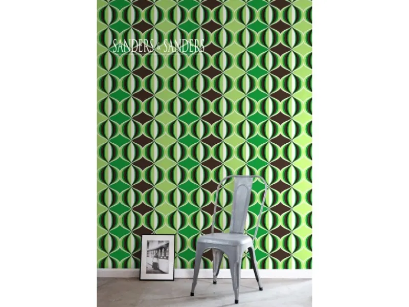 New Sanders & Sanders Tapete Grafisches Muster Grün 53 cm x 10,05 m 935230