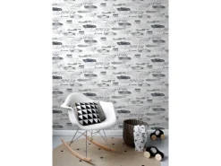 Online Sanders & Sanders Tapete Rennwagen Schwarz Weiß 50 X 900 Cm 935360