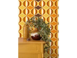 Sanders & Sanders Tapete Retro-Ornamente Gelb Braun und Orange 53 cm x 10.05 m