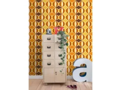 Sanders & Sanders Tapete Retro-Ornamente Gelb Braun und Orange 53 cm x 10.05 m