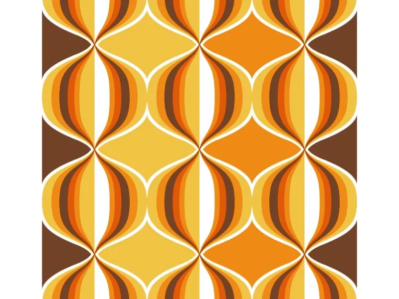 Sanders & Sanders Tapete Retro-Ornamente Gelb Braun und Orange 53 cm x 10.05 m