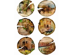 Sanders & Sanders Wandtattoo Stadtblick Beige Gelb und Grün 65 x 85 cm 600282