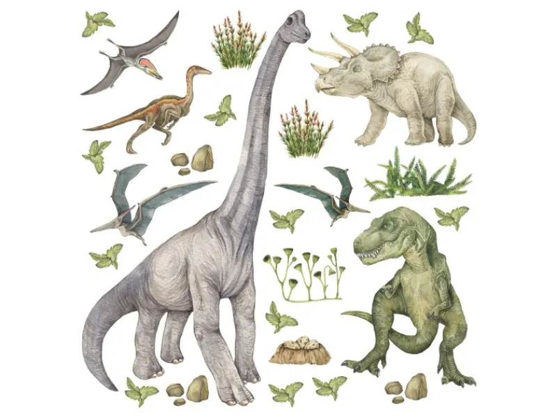 Sanders & Sanders Wandtattoo Dinosaurier Grün 30 x 30 cm 601333