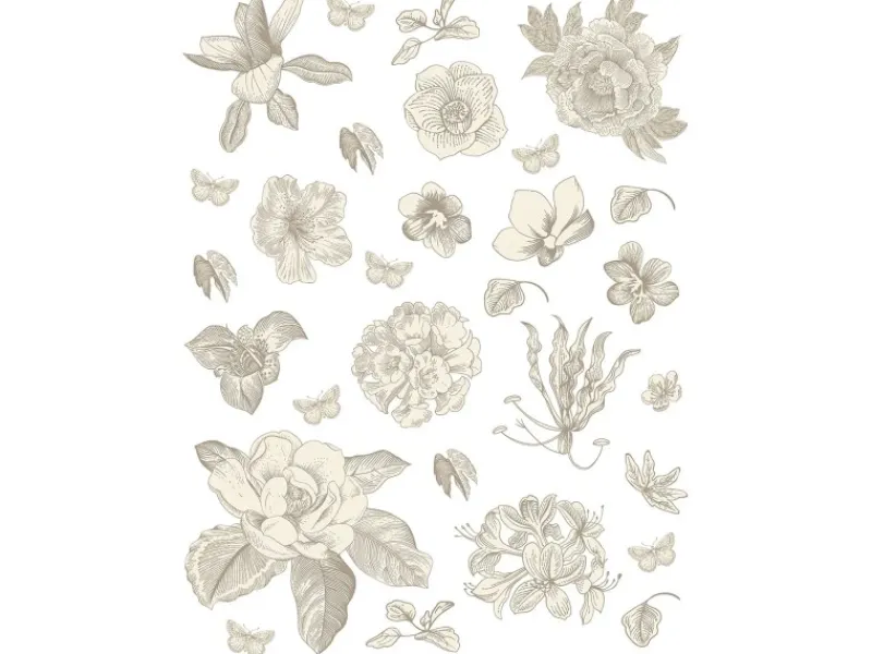 Sale Sanders & Sanders Wandtattoo Blumen Grau 85 x 65 cm 601351