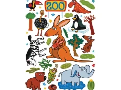 Best Sanders & Sanders Wandtattoo Zoo Tiere Grün Braun und Blau 65 x 85 cm 600245