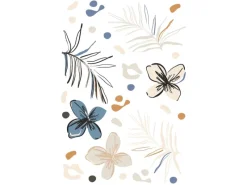 Sanders & Sanders Wandtattoo Blumenmuster Beige Blau und Orange 65 x 42.5 cm 601341