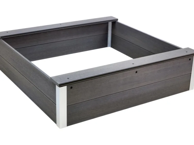 Outlet Sandkasten WPC Grau 110 cm x 110 cm x 32 cm