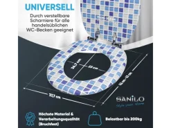 New Sanilo WC Sitz mit Absenkautomatik Mosaik Blau, Hochwertiger und Stabiler Toilettendeckel aus Holz