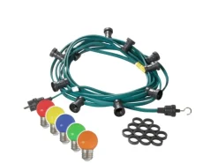 SATISFIRE Illu- Partylichterkette 10m Grün Für Außen Biergarten 20 Bunte LED Kugellampen