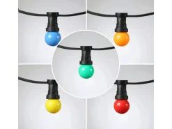 SATISFIRE Illu- Partylichterkette 10m Grün Für Außen Biergarten 20 Bunte LED Kugellampen