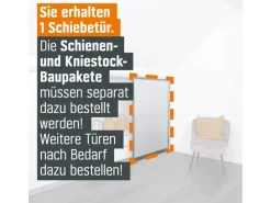 Skyscope Schiebetür-Bau-Set Kniestock Profil Silber Dekor 1022 x 1400 mm