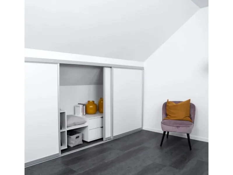 Skyscope Schiebetür-Bau-Set Kniestock Profil Silber Dekor 1022 x 1400 mm