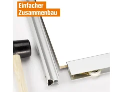 Skyscope Schiebetür-Bau-Set Kniestock Profil Silber Dekor 1022 x 1400 mm