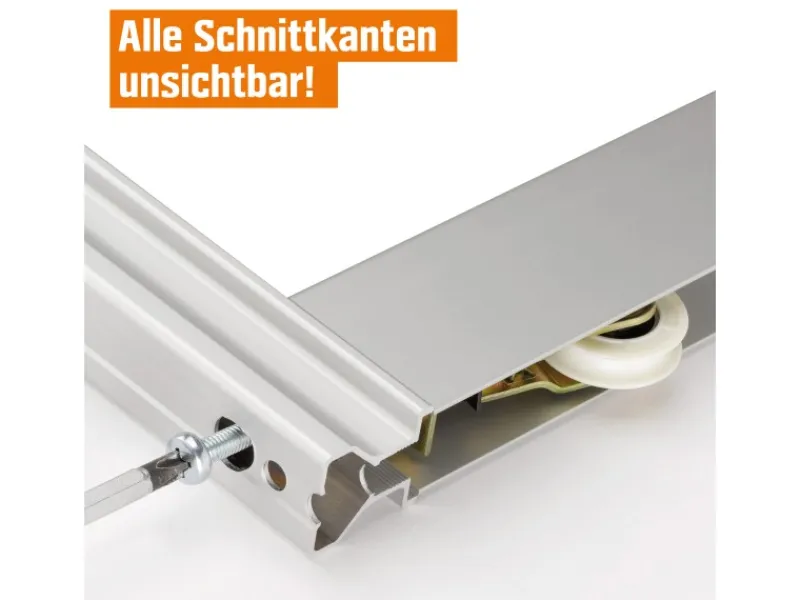 Skyscope Schiebetür-Bau-Set Kniestock Profil Silber Dekor 1022 x 1400 mm