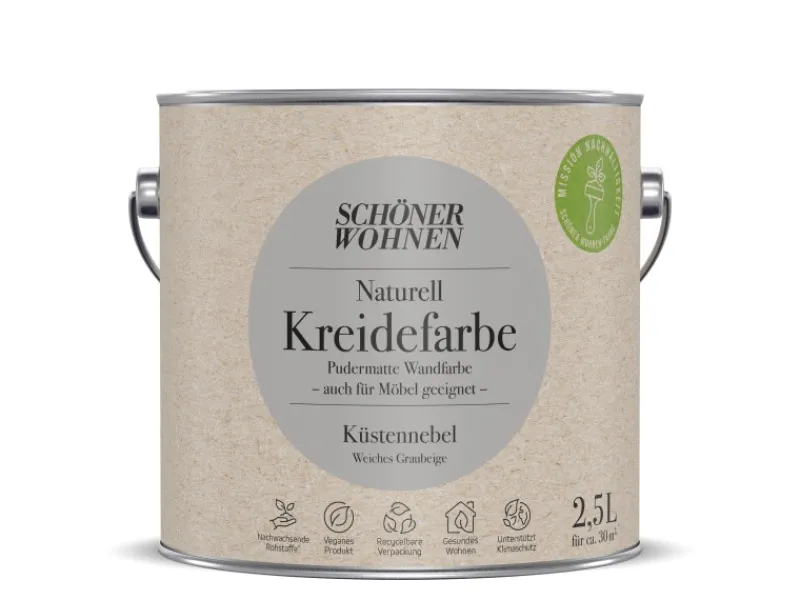 Outlet SCHÖNER WOHNEN-Farbe Schöner Wohnen Naturell Kreidefarbe 2,5 l Küstennebel