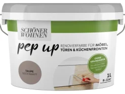 Online SCHÖNER WOHNEN-Farbe Schöner Wohnen pep up Renovierfarbe Möbel, Türen und Küchenfronten 1 l Taupe