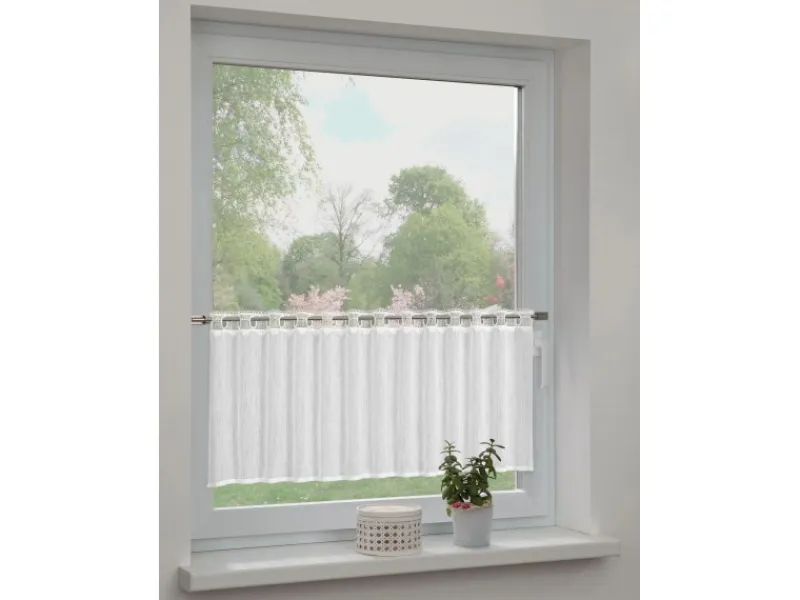 Online Sehlbach Bistrogardine mit Stangendurchzug Border Top 135 cm x 45 cm Weiß