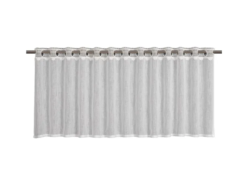 Online Sehlbach Bistrogardine mit Stangendurchzug Border Top 135 cm x 45 cm Weiß