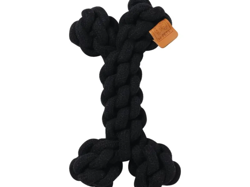 Seil-Hundespielzeug Knochenform Schwarz 19 cm x 12 cm x 5 cm