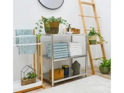 shelfr Edelstahl Schwerlastregal bis 120 kg auf 3 Ebenen 74 x 41 x 77 cm