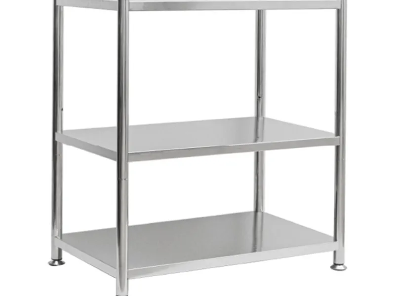 shelfr Edelstahl Schwerlastregal bis 60 kg auf 3 Ebenen 61 x 36 x 82 cm