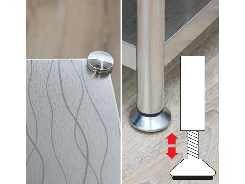 shelfr Edelstahl Schwerlastregal bis 60 kg auf 3 Ebenen 61 x 36 x 82 cm