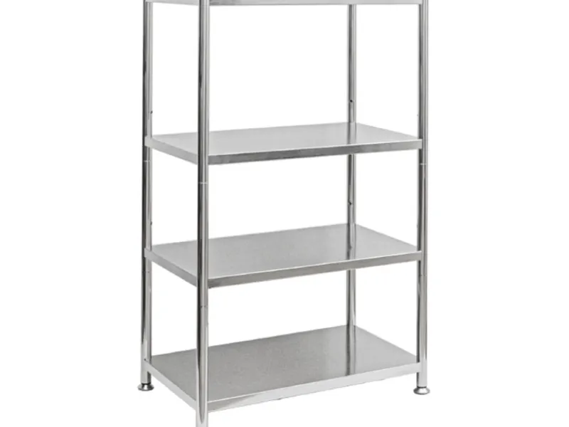 shelfr Edelstahl Schwerlastregal bis 150 kg auf 4 Ebenen 74 x 41 x 109 cm