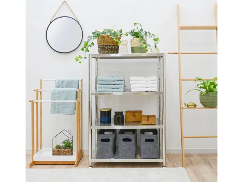 shelfr Edelstahl Schwerlastregal bis 150 kg auf 4 Ebenen 74 x 41 x 109 cm