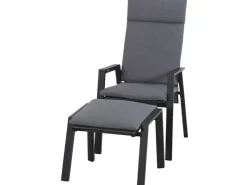 Outlet Siena Garden Valencia Hocker Matt Anthrazit-Salt & Pepper Gestell Aluminium