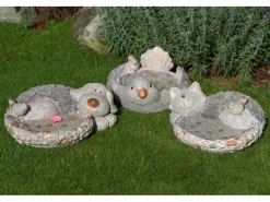 Silex Deko Katze mit Schale Hellgrau Polyresin 35 cm x 30 cm x 15 cm