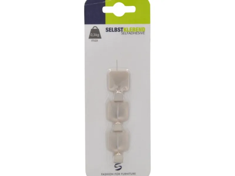 Best Siro Haken 2319 Metall Selbstklebend 3 Stück Nickelfarben Matt