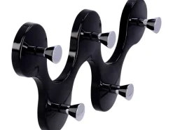 Hot Siro Hakenleiste 01047 Kunststoff Schwarz Chrom Länge 248 mm 5 Haken Schwarz-Chrom