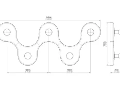 Siro Hakenleiste 01047 Kunststoff Metalleffekt Aluminium Chrom Länge 248 mm