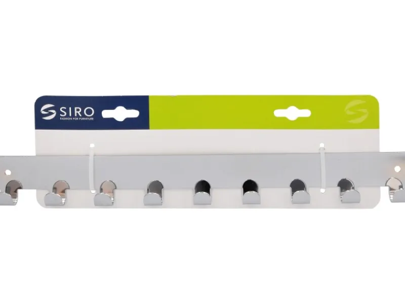New Siro Hakenleiste 1603 Metall Länge 366 mm 9 Haken Chrom Glänzend