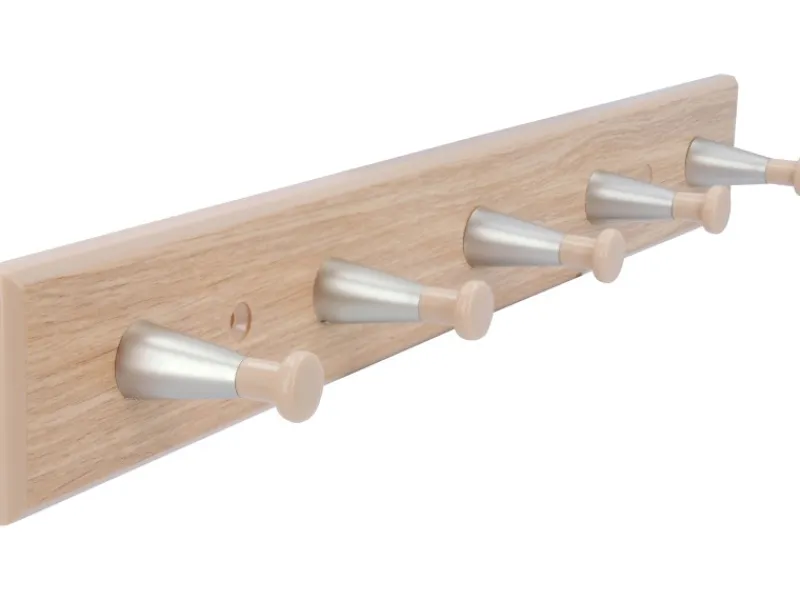 New Siro Hakenleiste SM8164 Kunststoff Holzeffekt Nickel Länge 400 mm Rotbuche