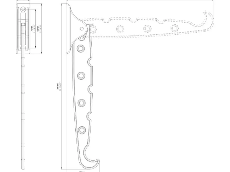 Outlet Siro Kleiderlüfter Klapphaken H200 Kunststoff Weiß