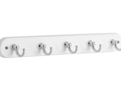 Siro Schlüsselleiste 749 Holz Buche Weiß Chrom Länge 300 mm 5 Haken FSC®