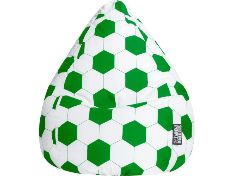 Clearance Sitting Point Sitzsack BeanBag Fankurve 220 l Fußball-Muster Grün-Weiß