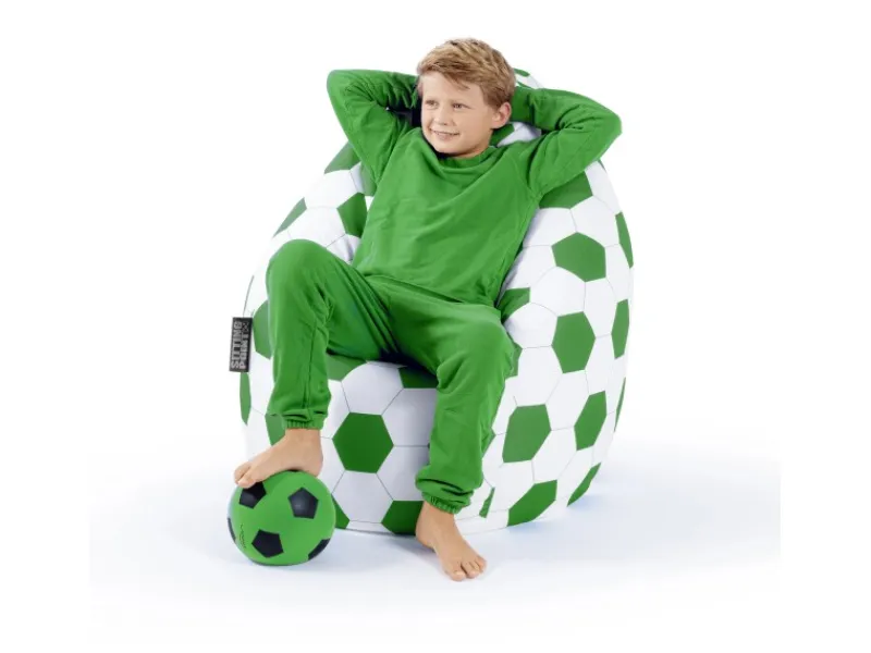 Clearance Sitting Point Sitzsack BeanBag Fankurve 220 l Fußball-Muster Grün-Weiß