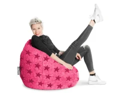 Clearance Sitting Point Sitzsack BeanBag Fluffy 220 l Sternen-Muster Pink