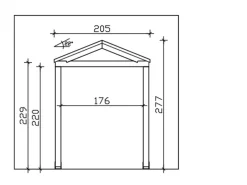 Hot Skan Holz Vordach Sellin 205 cm x 126 cm Natur Unbehandelt Natur / Unbehandelt