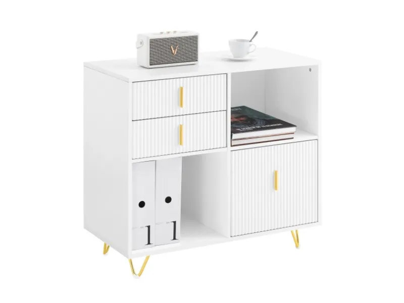 SoBuy Aktenschrank Druckertisch mit 3 Schubladen Sideboard für Büro Weiß ASK11-W
