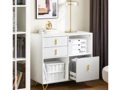 SoBuy Aktenschrank Druckertisch mit 3 Schubladen Sideboard für Büro Weiß ASK11-W