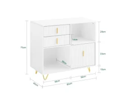 SoBuy Aktenschrank Druckertisch mit 3 Schubladen Sideboard für Büro Weiß ASK11-W