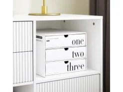 SoBuy Aktenschrank Druckertisch mit 3 Schubladen Sideboard für Büro Weiß ASK11-W