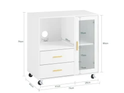 SoBuy Aktenschrank mit 2 Schubladen Druckertisch Sideboard Küchenschrank Weiß ASK09-W