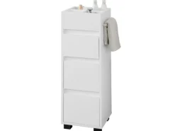 Clearance SoBuy Badezimmerschrank Badschrank mit 3 Schubladen und 4 Fächern 33x90x30cm Weiß BZR29-W